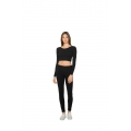 WOMEN'S COTTON SPANDEX LONG SLEEVE CROP TOP