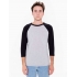 UNISEX POLY-COTTON 3/4 SLEEVE RAGLAN T-SHIRT