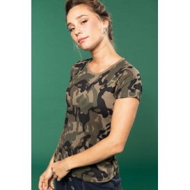 LADIES' SHORT-SLEEVED CAMO T-SHIRT