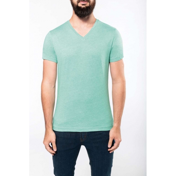 MEN'S V-NECK SHORT-SLEEVED MELANGE T-SHIRT
