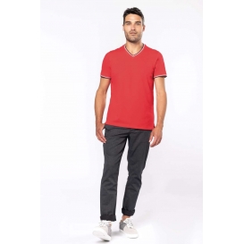 MEN'S PIQUÉ KNIT V-NECK T-SHIRT
