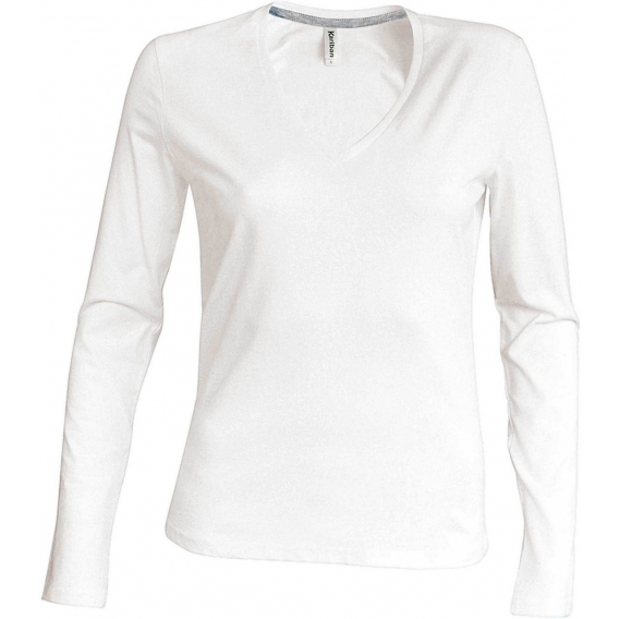LADIES' LONG-SLEEVED V-NECK T-SHIRT