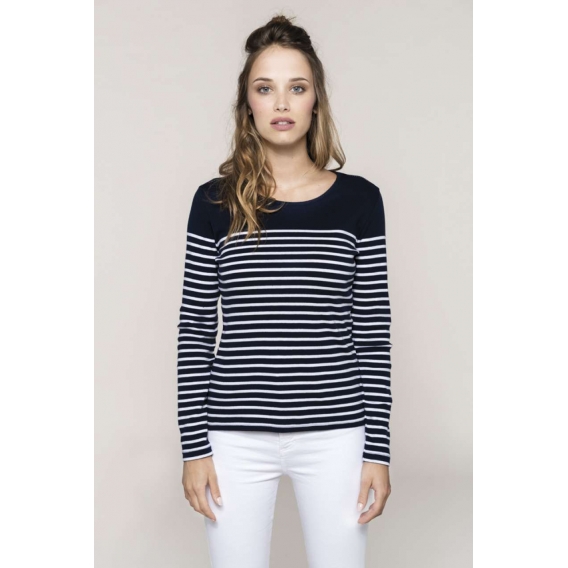 LADIES’ LONG-SLEEVED BRETON STRIPE TOP