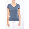 LADIES' V-NECK SHORT SLEEVE MELANGE T-SHIRT