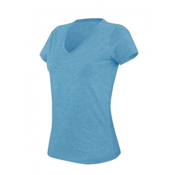 LADIES' V-NECK SHORT SLEEVE MELANGE T-SHIRT