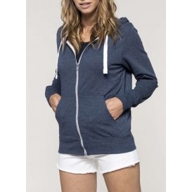 FULL ZIP HOODED HEATHER SWEATSHIRT