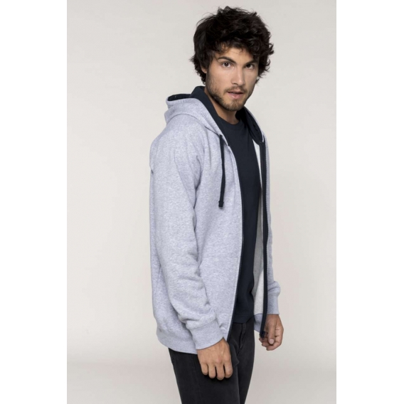 MEN'S CONTRAST HOODED FULL ZIP SWEATSHIRT