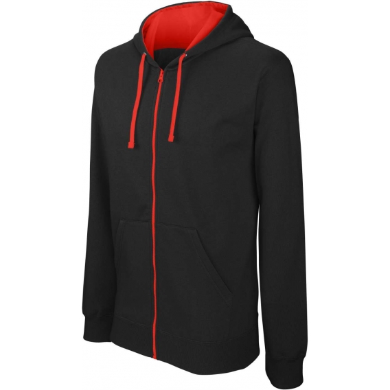 MEN'S CONTRAST HOODED FULL ZIP SWEATSHIRT