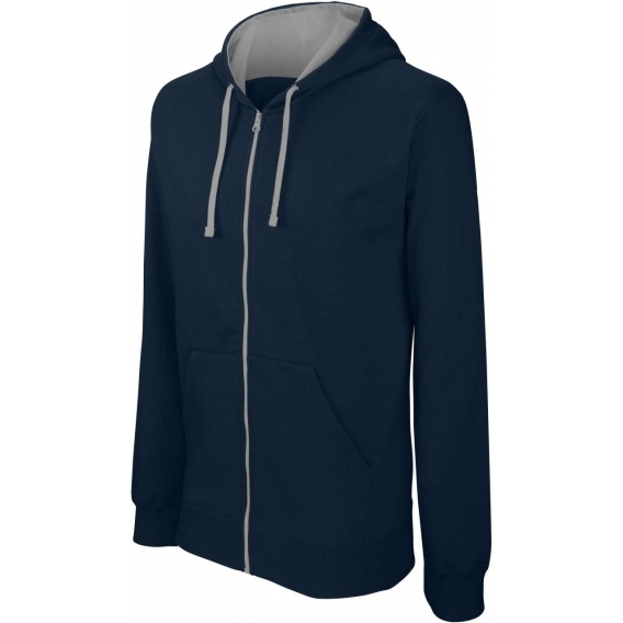 MEN'S CONTRAST HOODED FULL ZIP SWEATSHIRT