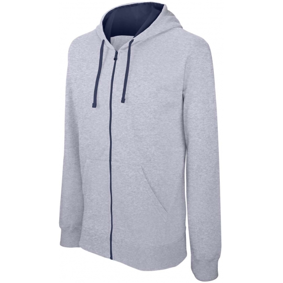 MEN'S CONTRAST HOODED FULL ZIP SWEATSHIRT