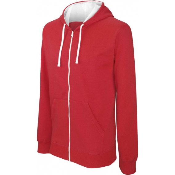 MEN'S CONTRAST HOODED FULL ZIP SWEATSHIRT