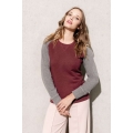LADIES' TWO-TONE ORGANIC CREW NECK RAGLAN SLEEVE SWEATSHIRT