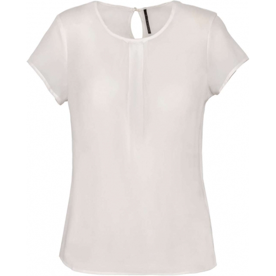 LADIES' SHORT-SLEEVED CREPE BLOUSE