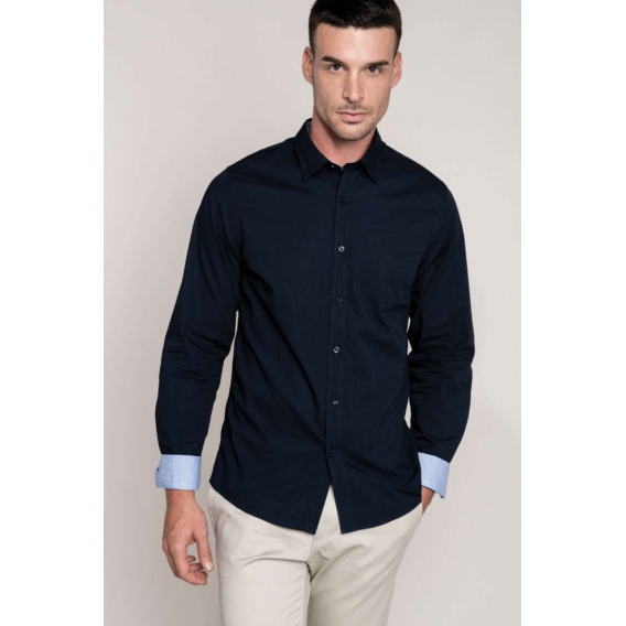 LONG-SLEEVED WASHED COTTON POPLIN SHIRT