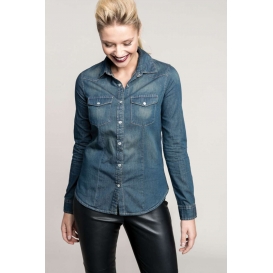 LADIES' LONG-SLEEVED DENIM SHIRT