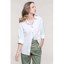 LADIES' LONG SLEEVE LINEN AND COTTON SHIRT