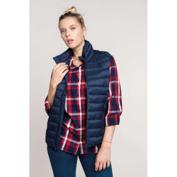 LADIES' LIGHTWEIGHT SLEEVELESS FAKE DOWN JACKET