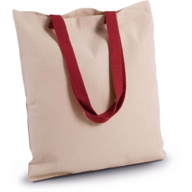 FLAT CANVAS SHOPPER WITH CONTRAST HANDLE