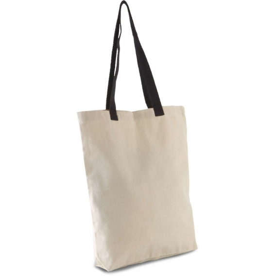 FLAT CANVAS SHOPPER WITH CONTRAST HANDLE