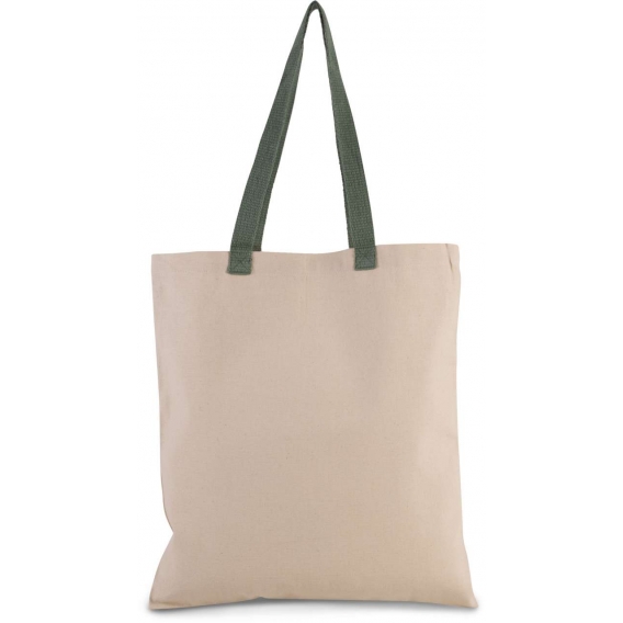 FLAT CANVAS SHOPPER WITH CONTRAST HANDLE