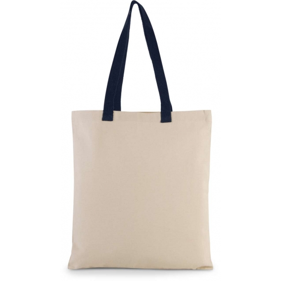 FLAT CANVAS SHOPPER WITH CONTRAST HANDLE