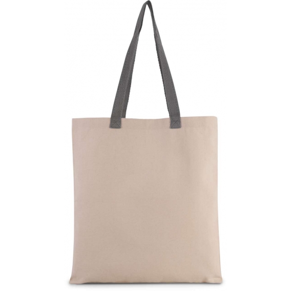 FLAT CANVAS SHOPPER WITH CONTRAST HANDLE