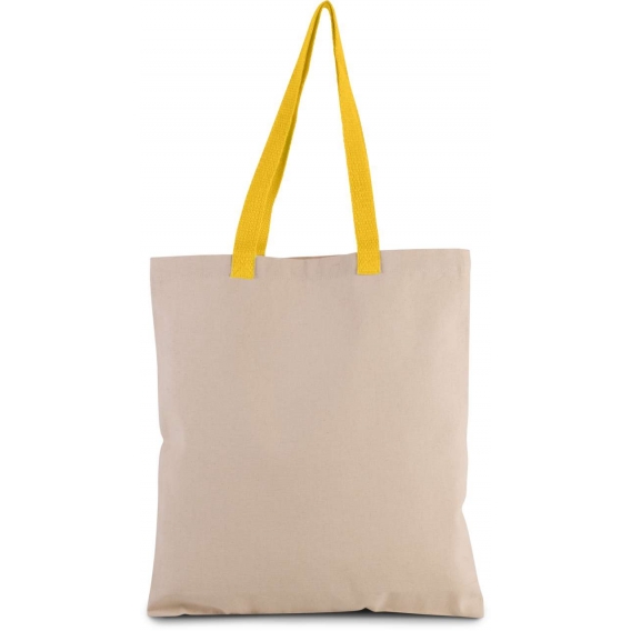 FLAT CANVAS SHOPPER WITH CONTRAST HANDLE