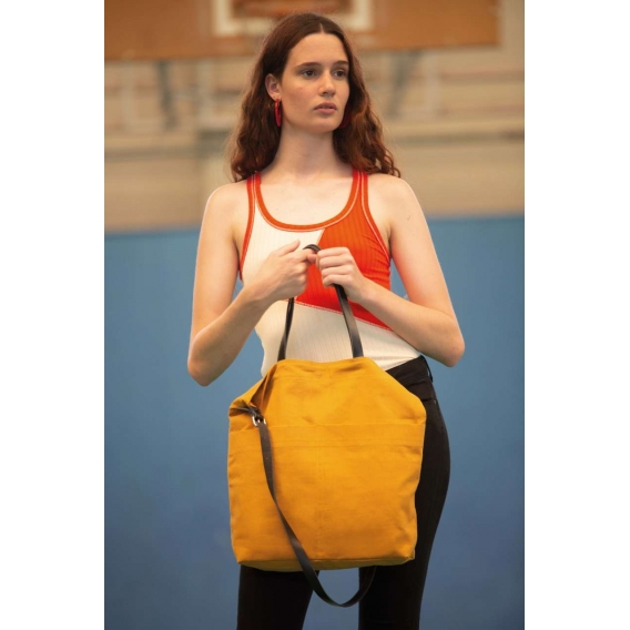 HANDBAG WITH LEATHER SHOULDER STRAP