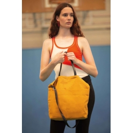 HANDBAG WITH LEATHER SHOULDER STRAP