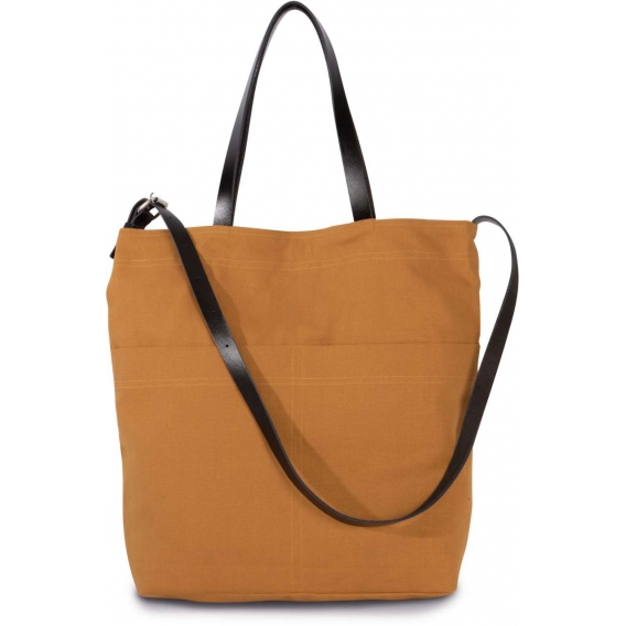 HANDBAG WITH LEATHER SHOULDER STRAP