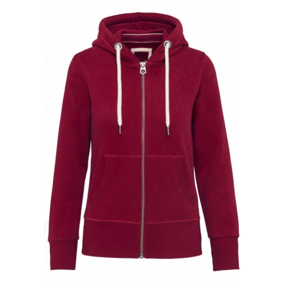 LADIES' VINTAGE ZIPPED HOODED SWEATSHIRT