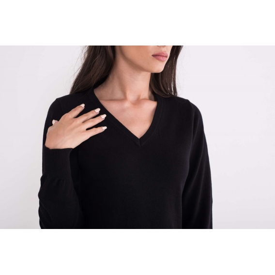 LADIES’ V-NECK FINE GAUGE COTTON PULLOVER