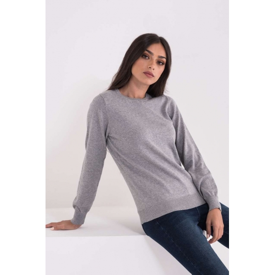 LADIES’ CREW NECK FINE GAUGE COTTON PULLOVER