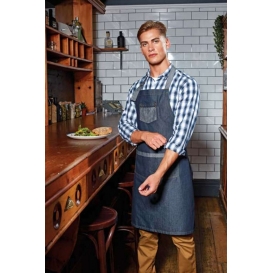 'DOMAIN' CONTRAST DENIM BIB APRON