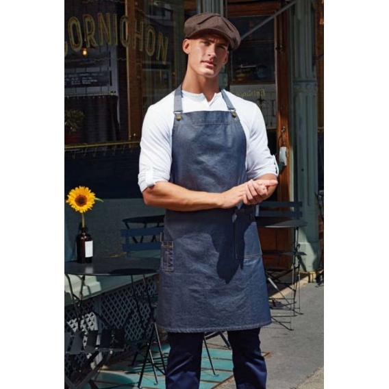 'DISTRICT' WAXED LOOK DENIM BIB APRON