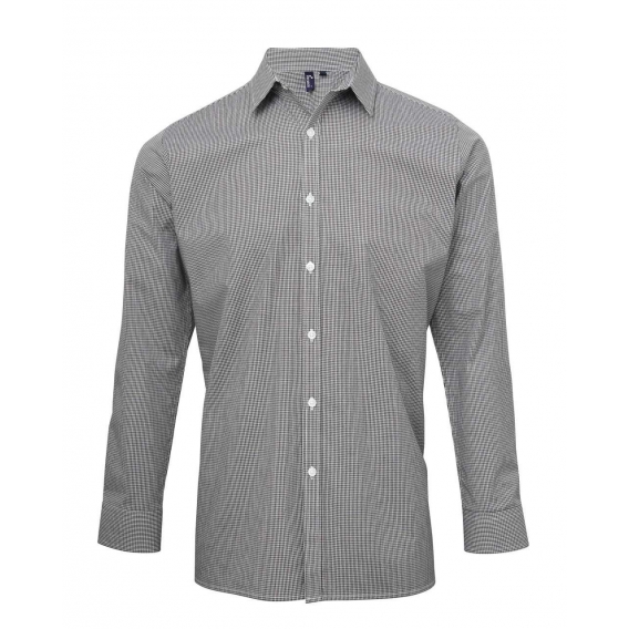 MEN'S LONG SLEEVE GINGHAM COTTON MICROCHECK SHIRT