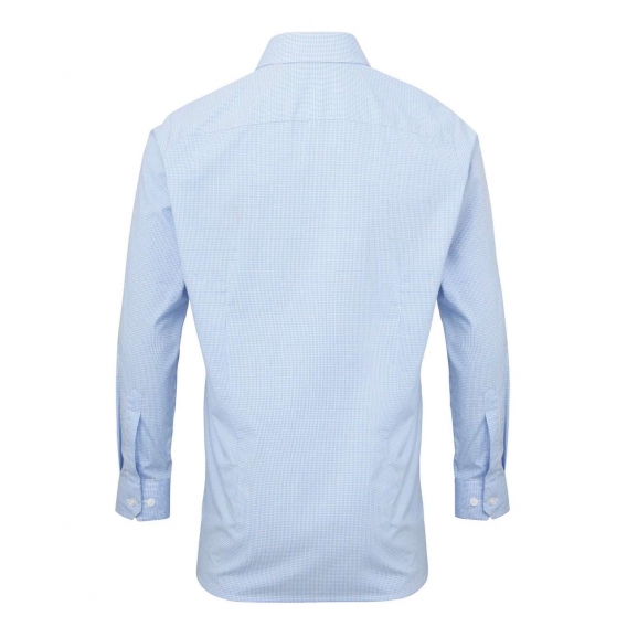 MEN'S LONG SLEEVE GINGHAM COTTON MICROCHECK SHIRT