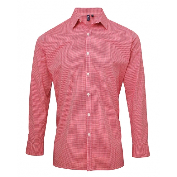 MEN'S LONG SLEEVE GINGHAM COTTON MICROCHECK SHIRT
