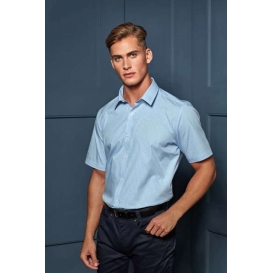 MEN'S SHORT SLEEVE GINGHAM COTTON MICROCHECK SHIRT
