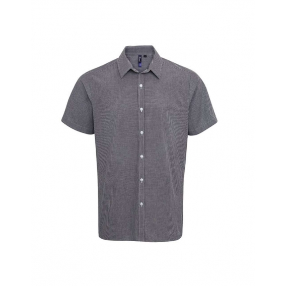 MEN'S SHORT SLEEVE GINGHAM COTTON MICROCHECK SHIRT