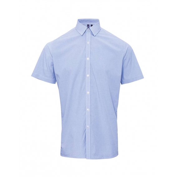 MEN'S SHORT SLEEVE GINGHAM COTTON MICROCHECK SHIRT
