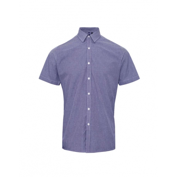 MEN'S SHORT SLEEVE GINGHAM COTTON MICROCHECK SHIRT