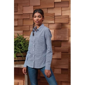 WOMEN'S LONG SLEEVE GINGHAM MICROCHECK SHIRT