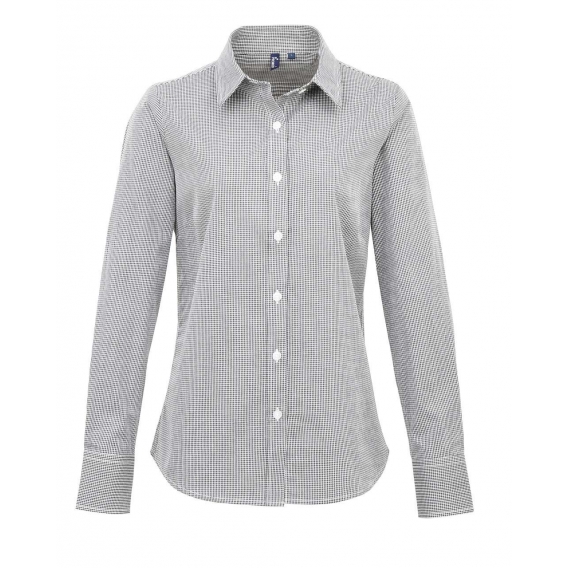 WOMEN'S LONG SLEEVE GINGHAM MICROCHECK SHIRT