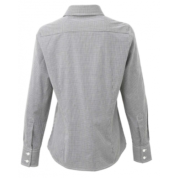 WOMEN'S LONG SLEEVE GINGHAM MICROCHECK SHIRT