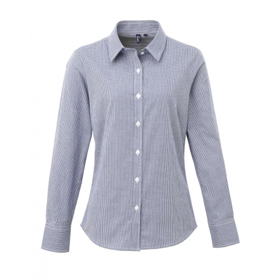 WOMEN'S LONG SLEEVE GINGHAM MICROCHECK SHIRT