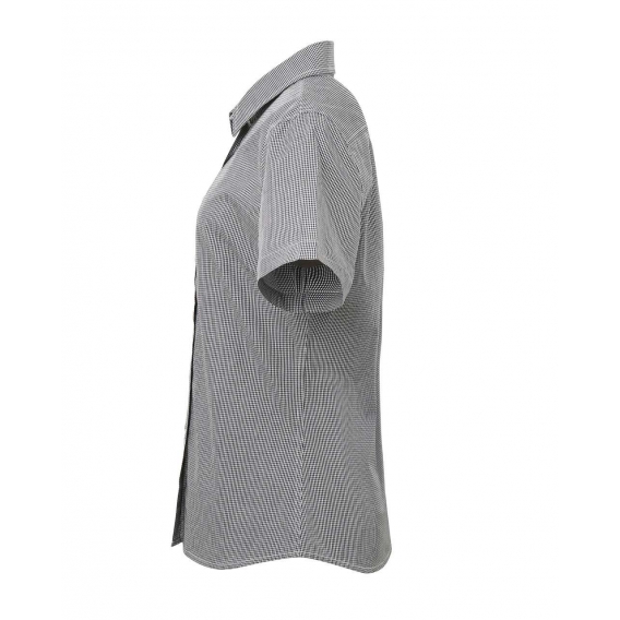 WOMEN'S SHORT SLEEVE GINGHAM MICROCHECK SHIRT