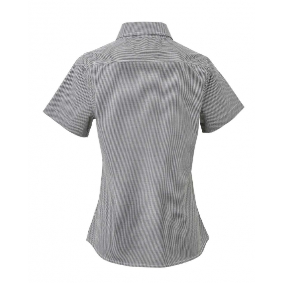 WOMEN'S SHORT SLEEVE GINGHAM MICROCHECK SHIRT