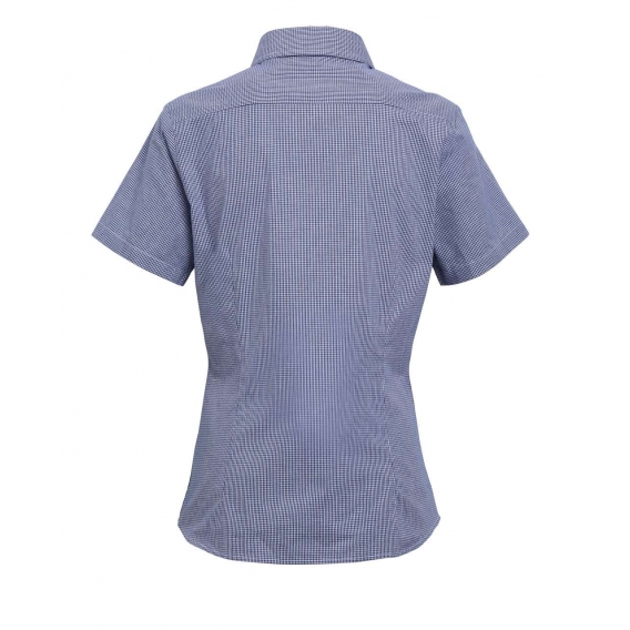 WOMEN'S SHORT SLEEVE GINGHAM MICROCHECK SHIRT