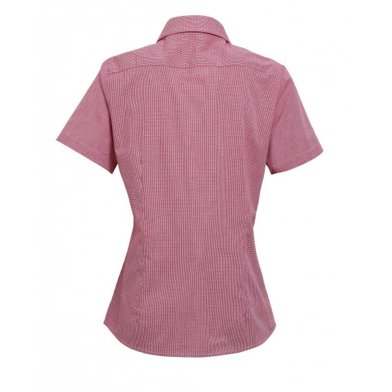 WOMEN'S SHORT SLEEVE GINGHAM MICROCHECK SHIRT